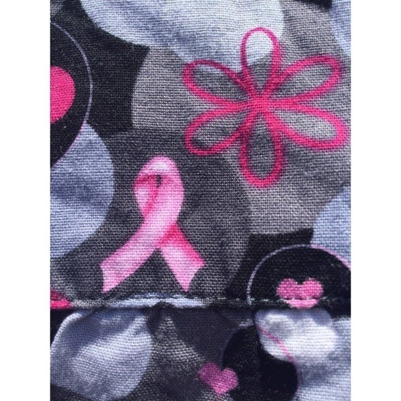 White cross m medium grey scrubs top womens nurse medical pink ribbon komen - Picture 9 of 13